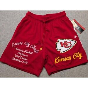 NWT Ultra Game Kansas City Chiefs Unisex Mesh 5" Red Shorts Size XS Embroidered